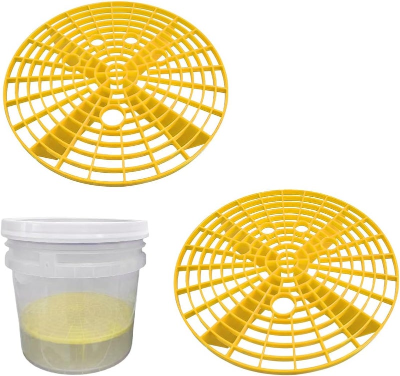 Yourkar 2 PCS Car Wash Bucket Inserts, Plastic Vehicle Detail Grit Trap, Auto Dirt Collectors Fits 12 Inch Diameter Bucket, Universal Car Accessories (Yellow) - Image 1